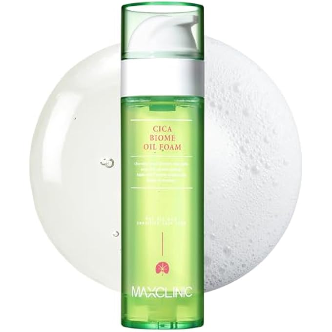 maxclinic [K-BEAUTY] CICA BIOME OIL TO FOAM - ALL-IN-ONE KOREAN FACE WASH OILBASED FOAMING FACIAL CLEANSER - DEEPLY HYDRATING & MOISTURIZING MAKEUP DEEP CLEANSING OIL FOR SENSITIVE SKIN (3.88 FL OZ) - Image 1